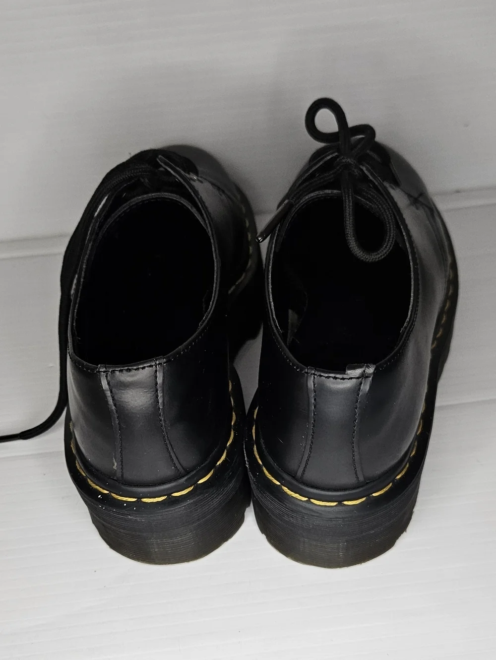 Dr. Martens 1461 Quad Black Polished Smooth Leather Platform Oxfords Women 8 M 7